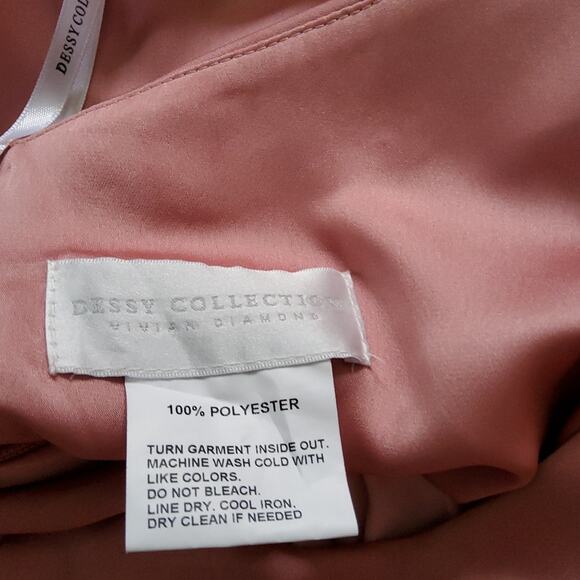 Vivian Diamond Dressy Collection One-Shoulder Satin Gown Knotted Bodice Rose - Picture 12 of 13